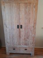 Teak White Wash Wand, Servies, Opberg Kast, Huis en Inrichting, Kasten | Dressoirs, Ophalen, Gebruikt, 100 tot 150 cm, Teakhout