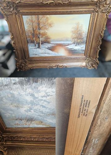 Schilderij Henry - Winterlandschap met Sierlijke Lijst beschikbaar voor biedingen