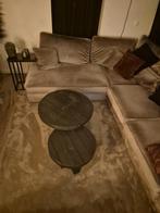 Salon tafels zwart, Huis en Inrichting, Tafels | Salontafels, Teakhout, 50 tot 100 cm, Rond, Zo goed als nieuw