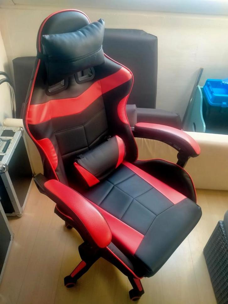 Gaming stoel VDD met nek- en rugsteun, Huis en Inrichting, Bureaustoelen, Gebruikt, Bureaustoel, Zwart, Ergonomisch, Gaming bureaustoel