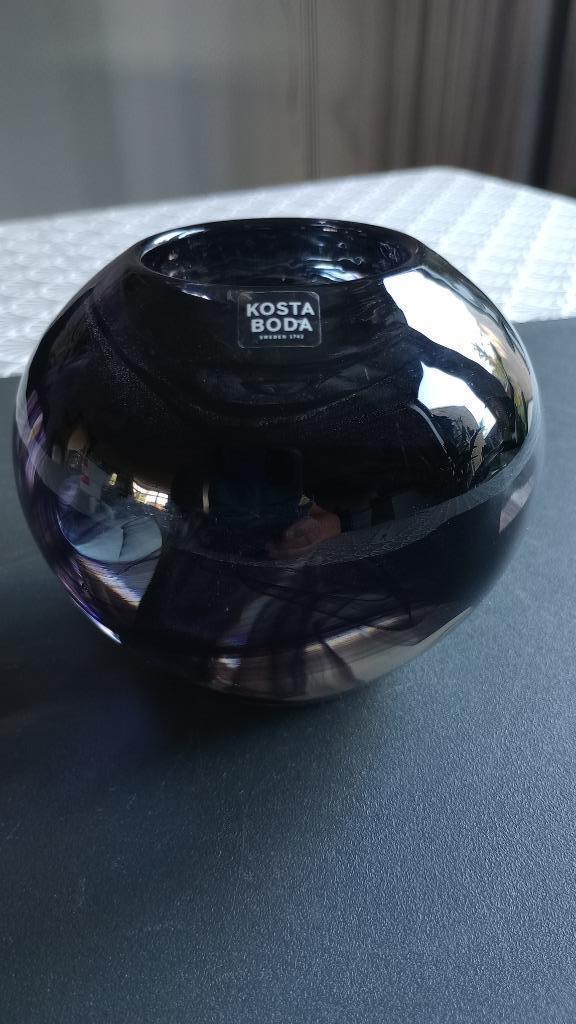 Kosta Boda Cool Moon waxinelichthouder zwart/paars Zweden, Antiek en Kunst, Antiek | Glas en Kristal, Ophalen of Verzenden
