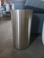 RVS Plantenbak met wieltjes - H 76,5cm, Ø 40cm, Gebruikt, Rond, Tuin, Metaal