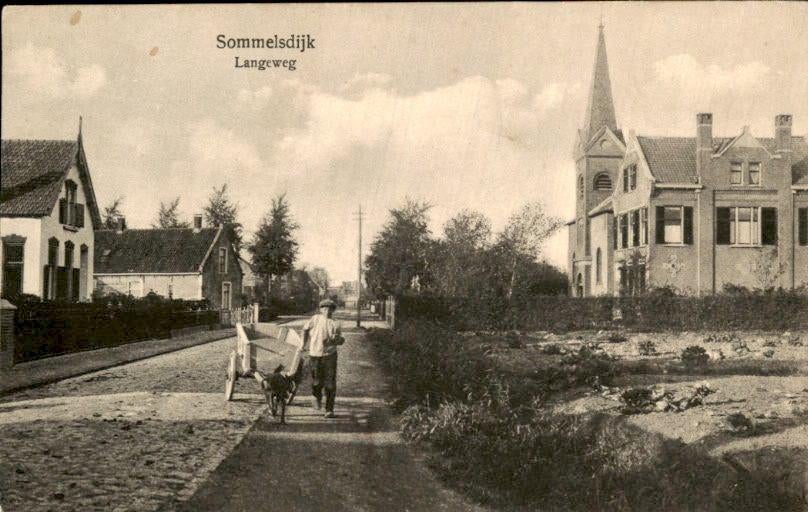 Sommelsdijk - Langeweg, Verzamelen, Ansichtkaarten | Nederland, Ophalen of Verzenden, 1920 tot 1940, Gelopen, Zuid-Holland