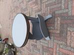 Grijs bijzet tafel met krantenbak, Ophalen, Minder dan 55 cm, Gebruikt, Rond