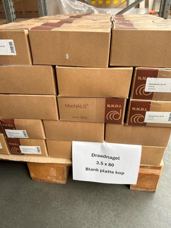 535 Kilo Draadnagels 3.5x80 - Platte Kop, Doe-het-zelf en Verbouw, IJzerwaren en Bevestigingsmiddelen, Nieuw, Spijkers, 50 tot 100 mm