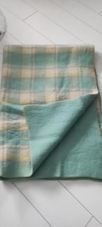 Vintage wollen deken PMC geruit groen geel grijs, Gebruikt, Eenpersoons, Ophalen of Verzenden, Deken of Dekbed