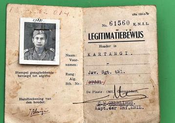 KNIL MILITAIR PASPOORT JAVAANSE SGT KARTANGI 1947 NED INDIË beschikbaar voor biedingen