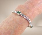 Mooie 925 zilveren CUBAN schakel armband groene nefriet jade, Verzenden, Ssiesvintagesieraden@gmail.com, Zo goed als nieuw, X