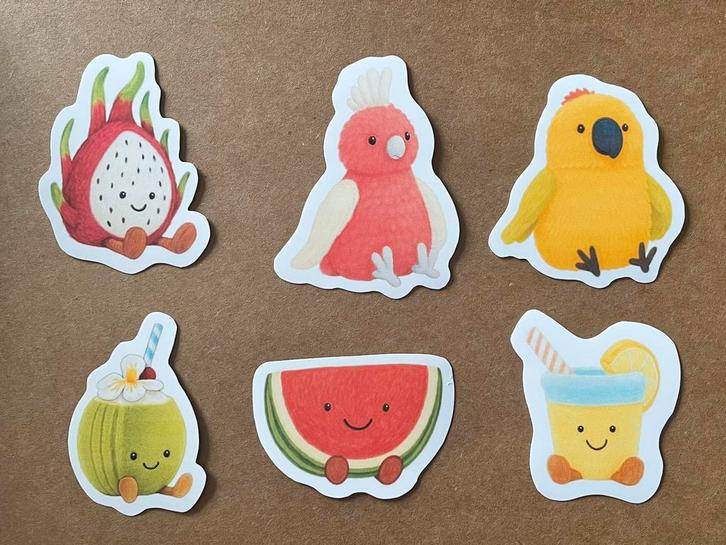 6 Jellycat zomer thema stickers, Verzamelen, Stickers, Nieuw, Dier en Natuur, Ophalen of Verzenden