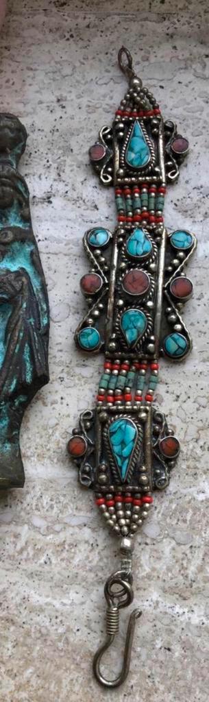 Oude Armband Turkoois Koraal Mozaïek Vintage, Sieraden, Tassen en Uiterlijk, Armbanden, Zilver, Ophalen of Verzenden