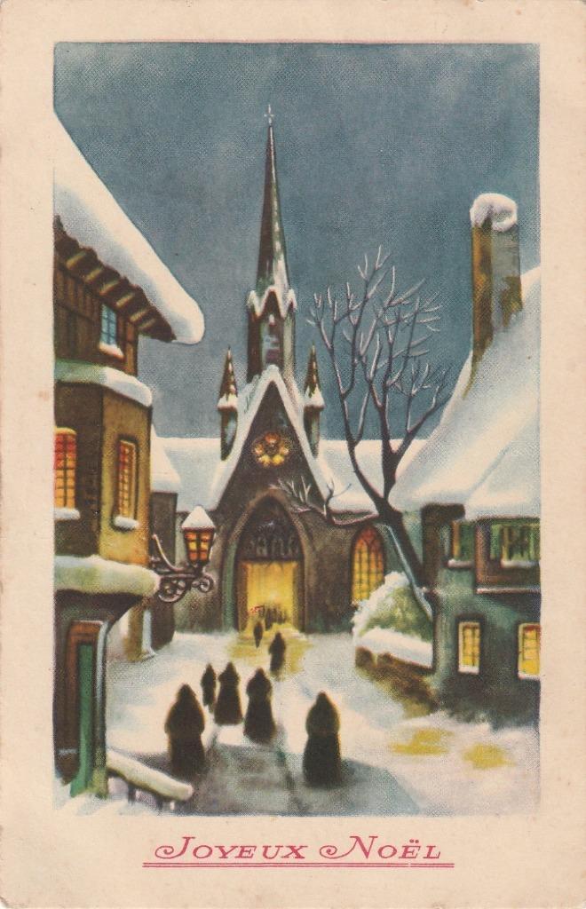 KERST KERK NONNEN JAREN 40 ZEER MOOIE OUDE KAART KJ318, Verzamelen, Ansichtkaarten | Themakaarten, Ongelopen, 1940 tot 1960, Overige thema's