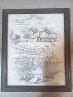 Pen/inkt tekening van een boerenerf, Antiek en Kunst, Ophalen of Verzenden