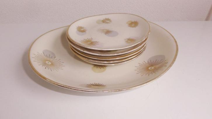 Gebaksstel, schaaltjes en bordjes allemaal antiek E, Antiek en Kunst, Antiek | Servies compleet, Ophalen of Verzenden