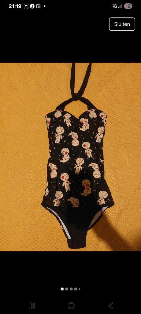 Banned Vintage Badpak Voodoo Print XS (34) Nieuw!, Kleding | Dames, Badmode en Zwemkleding, Nieuw, Badpak, Zwart, Ophalen of Verzenden