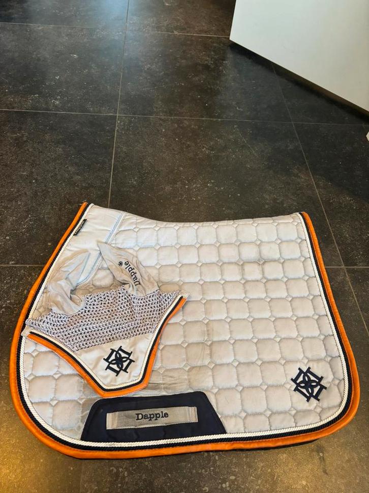 Dapple equestrian setje met oranje en blauw, Dieren en Toebehoren, Paarden en Pony's | Dekens en Dekjes, Gebruikt, Dekje, Ophalen of Verzenden