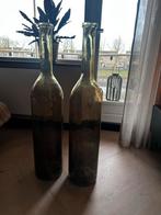 2 Decoratieve Glazen Vazen - Donkergroen - 1 Meter, Ophalen, Gebruikt, Glas, 75 cm of meer