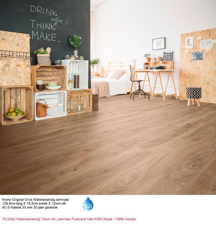 KOOPZONDAG WATERBESTENDIG LAMINAAT 30 X KLEUR Zwart t/m Wit, Huis en Inrichting, Stoffering | Vloerbedekking, Nieuw, Laminaat