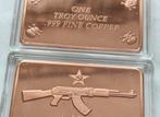 1 oz AK-47 Copper Bar. - Koperbaar Kalasjnikov. - Koper., Ophalen of Verzenden, Koper