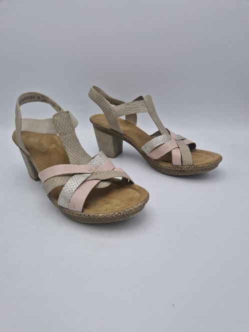 Rieker sandalen met hak. Maat 40, Zachtroze/zilver., Kleding | Dames, Schoenen, Zo goed als nieuw, Sandalen of Muiltjes, Roze