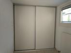 Twee houten schuifdeuren met rail, Ophalen, Gebruikt, 120 cm of meer, Binnendeur