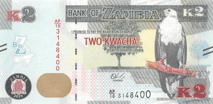 Zambia 2 Kwacha 2018 Unc pn 56b, Postzegels en Munten, Bankbiljetten | Afrika, Los biljet, Zambia, Ophalen of Verzenden