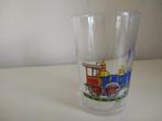 Drinkglas, glas met trein erop, locomotief vintage, Glas, Overige stijlen, Glas of Glazen, Ophalen of Verzenden