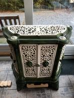 Antieke gietijzeren geëmailleerde kachel, Huis en Inrichting, Kachels, Ophalen, Gebruikt, Houtkachel, Vrijstaand