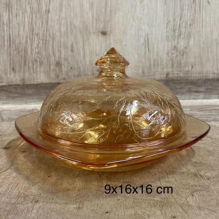 Jeanette Floragold kaas boter stolp, Antiek en Kunst, Antiek | Glas en Kristal, Ophalen of Verzenden