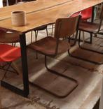 Unieke Epoxy Riviertafel met Eiken Schaaldelen, Ophalen, 100 tot 150 cm, Vijf personen of meer, Overige materialen