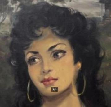 vintage schilderij ``Zuiderse Schone`` 50-60er jaren beschikbaar voor biedingen