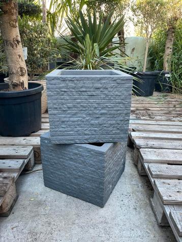 Nieuw! Plantenbakken plastic steenmotief grijs beschikbaar voor biedingen