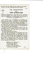 Oorlog WO II  Hoogwoud - Duitsland  Piet Scholten, Verzamelen, Bidprentjes en Rouwkaarten, Verzenden, Bidprentje