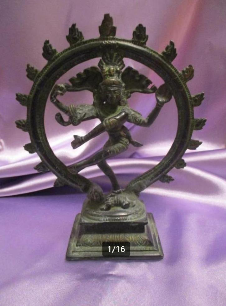 Oud bronzen beeld Shiva Nataraja, koning van de dans, Antiek en Kunst, Kunst | Beelden en Houtsnijwerken, Verzenden
