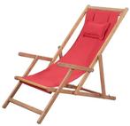 Strandstoel + kussen inklapbaar houten frame GRATIS BEZORGD!, Verzenden, Nieuw, Overige typen