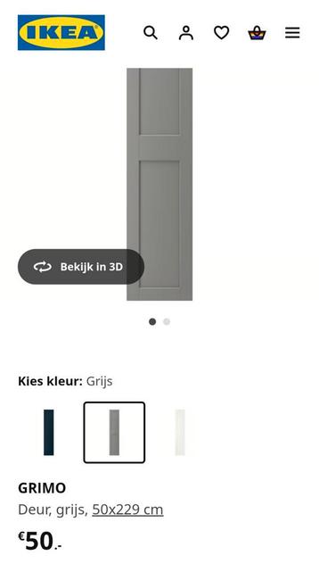 Ikea kast deuren pax grijs 50x229 8 stuks!