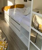 Eenpersoons IKEA bed met lades, inclusief matras, Eenpersoons, Wit, Zo goed als nieuw, Hout