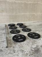 Olmpyische barbell + 80kg bumperplates 50mm, Sport en Fitness, Fitnessmaterialen, Ophalen of Verzenden, Nieuw, Rug, Halterstangen