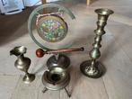 Koper messing gong plus kandelaars, Ophalen of Verzenden