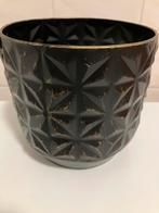 Z.g.a.n/grote zwart-goud kleurige bloempot decoratie /zink, Tuin en Terras, Bloempotten, Rond, Binnen, Ophalen of Verzenden, Zo goed als nieuw