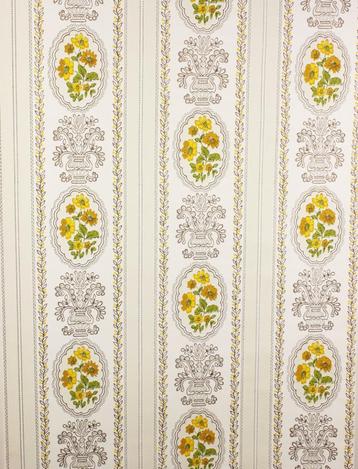 5905 Vintage bloemen wallpaper geel groen klassiek Swiet beschikbaar voor biedingen