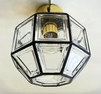 Vintage Art Deco Glashütte Limburg plafondlamp jaren 60, Ophalen of Verzenden, Gebruikt, Vintage design plafondlamp Limburg Glashütte messing Art Deco