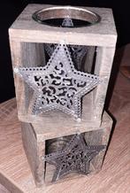 Ster waxinelichthouders, Ophalen of Verzenden, Gebruikt, Bruin, Hout