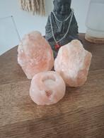 Roze Himalaya Zoutsteen Kandelaar Set,  Kerst, Sinterklaas, Ophalen, Overige materialen, Overige kleuren, Zo goed als nieuw