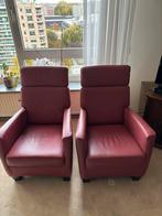 Twee lederen fauteuils, Ophalen, Gebruikt, 50 tot 75 cm, Leer