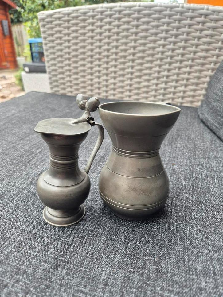 Antiek tinnen kannetjes kan eikel schenkkan schenkvaas, Antiek en Kunst, Antiek | Tin, Ophalen of Verzenden