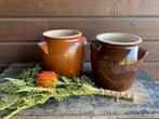 Brocante grote Franse gres potten met oren, Antiek en Kunst, Antiek | Keramiek en Aardewerk, Ophalen of Verzenden