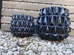 Blauwe bloempotten, Tuin en Terras, Bloempotten, Ophalen, Rond, Aardewerk, Minder dan 25 cm