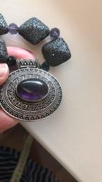 Lava met amethist hanger, Zwart, Nieuw, Ophalen of Verzenden, Steen of Mineraal