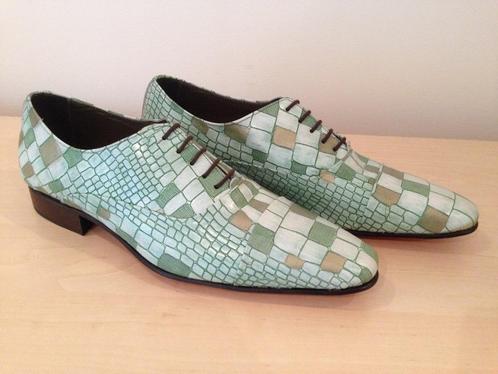 Pepe Milan herenschoenen 42 groen leder print apart, Kleding | Heren, Schoenen, Nieuw, Veterschoenen, Overige kleuren, Ophalen