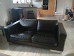 Mooie zwarte lederen 2-zits bank, 150 tot 200 cm, Tweepersoons, Ophalen of Verzenden, Zo goed als nieuw